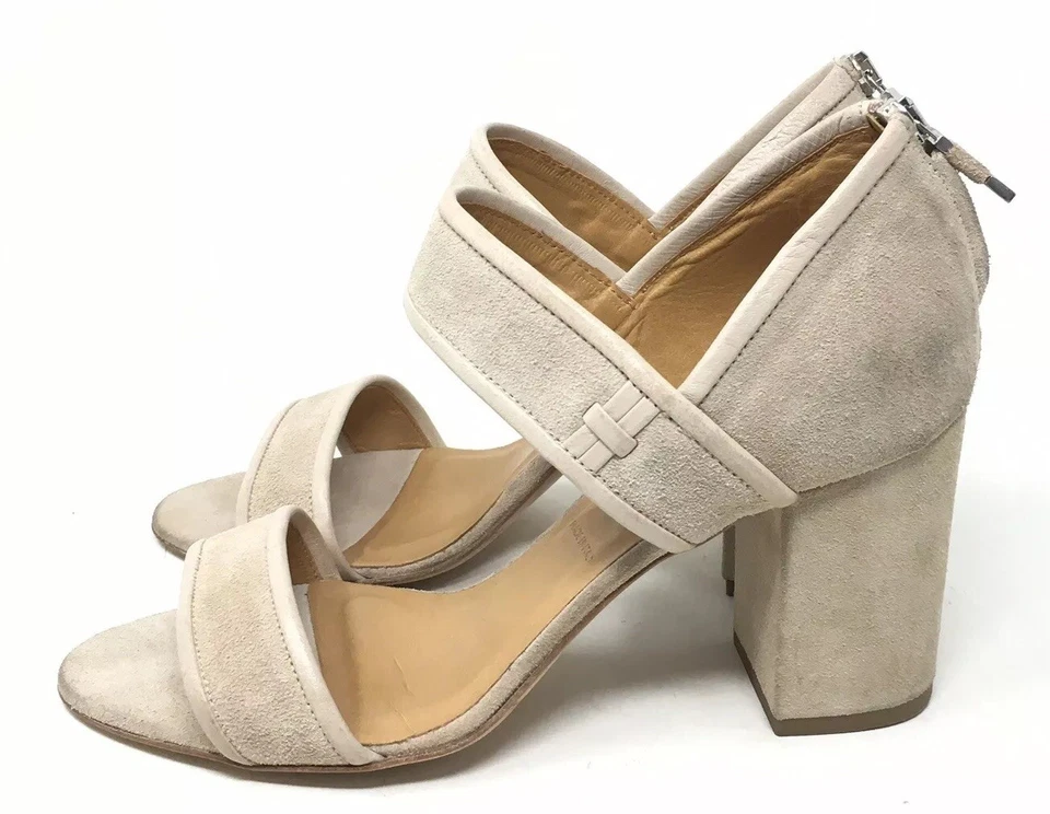 Sandalias de tacón Alberto Fermani para mujer beige gamuza envoltura geo bloque punta abierta 10 41 Foto 3 de 4