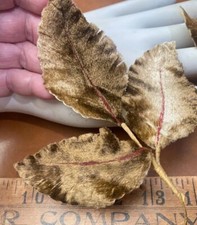 vintage millinery 1940s velvet tri leaves hand wrapped brown beige 1pc Germany