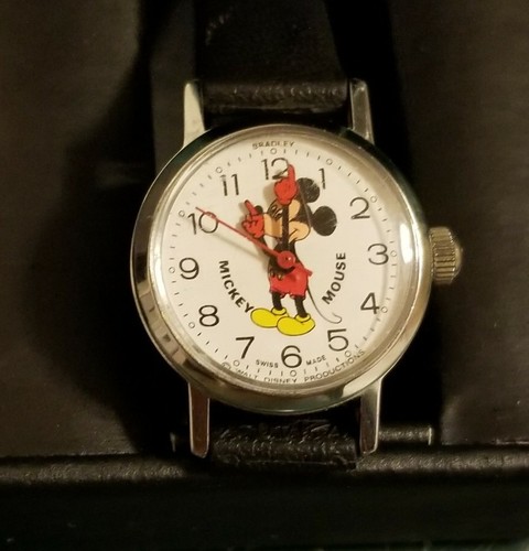 vintage mickey mouse watch red hands.