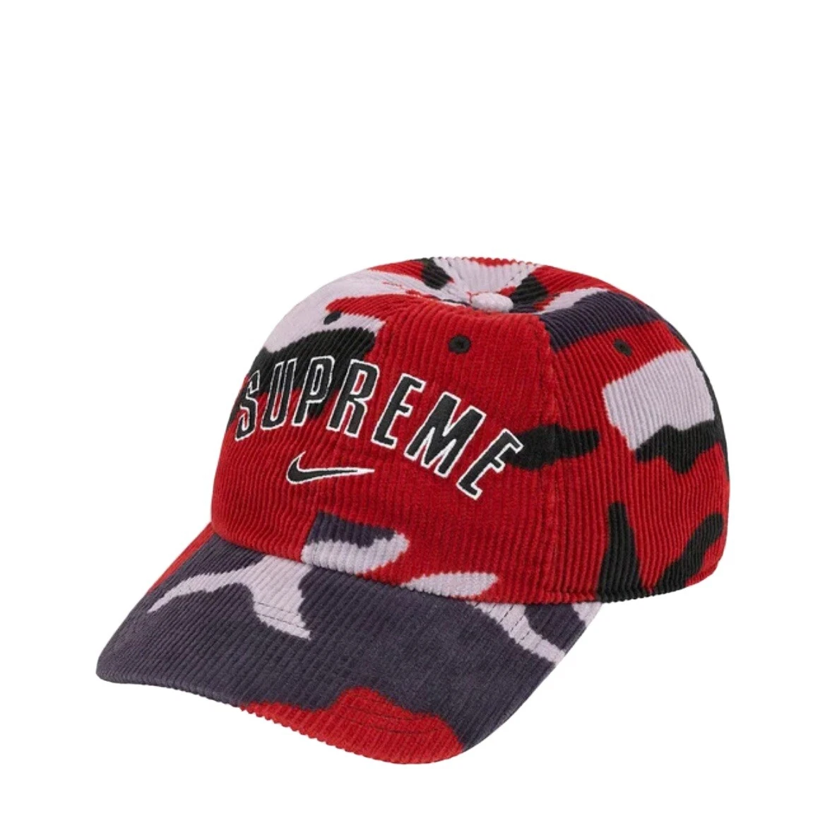 CHAPEAU CASQUETTE CAMO ROUGE SUPREME X NIKE COLLAB ? ARC CORDUROY 6 PANNEAUX