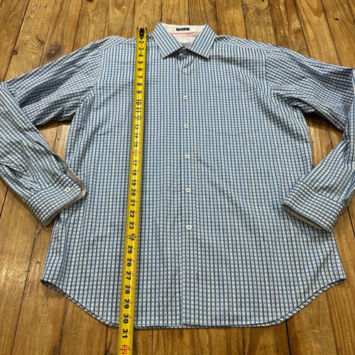 Bugatchi Uomo Shirt Mens L Multicolor Plaid Flip Cuff Geometric Office - EUC - Picture 6 of 13