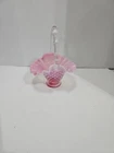 Antique Small  Cranberry Opalescent Hobnail Fenton Basket #ES01