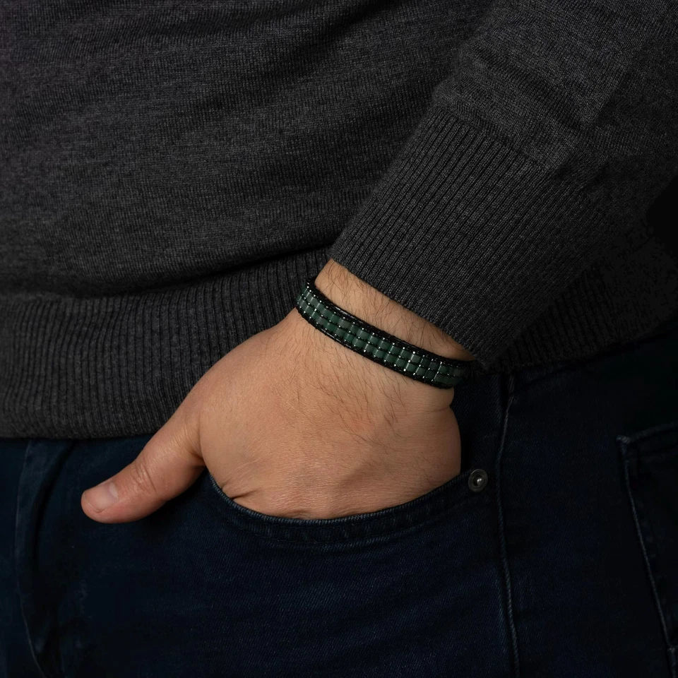 Natural Green Aventurine Stone Beads Crystal Hematite Ladder Men's Bracelet Gift - Image 4 of 4