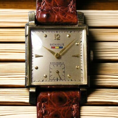 BENRUS Vintage Square Handaufzug Watch Men s Mechanical Rare Ship from Japan
