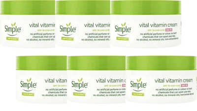 Simple Kind to Skin Vital Vitamin Day Cream 6 x 50ml NEW FAST UK POSTAGE!