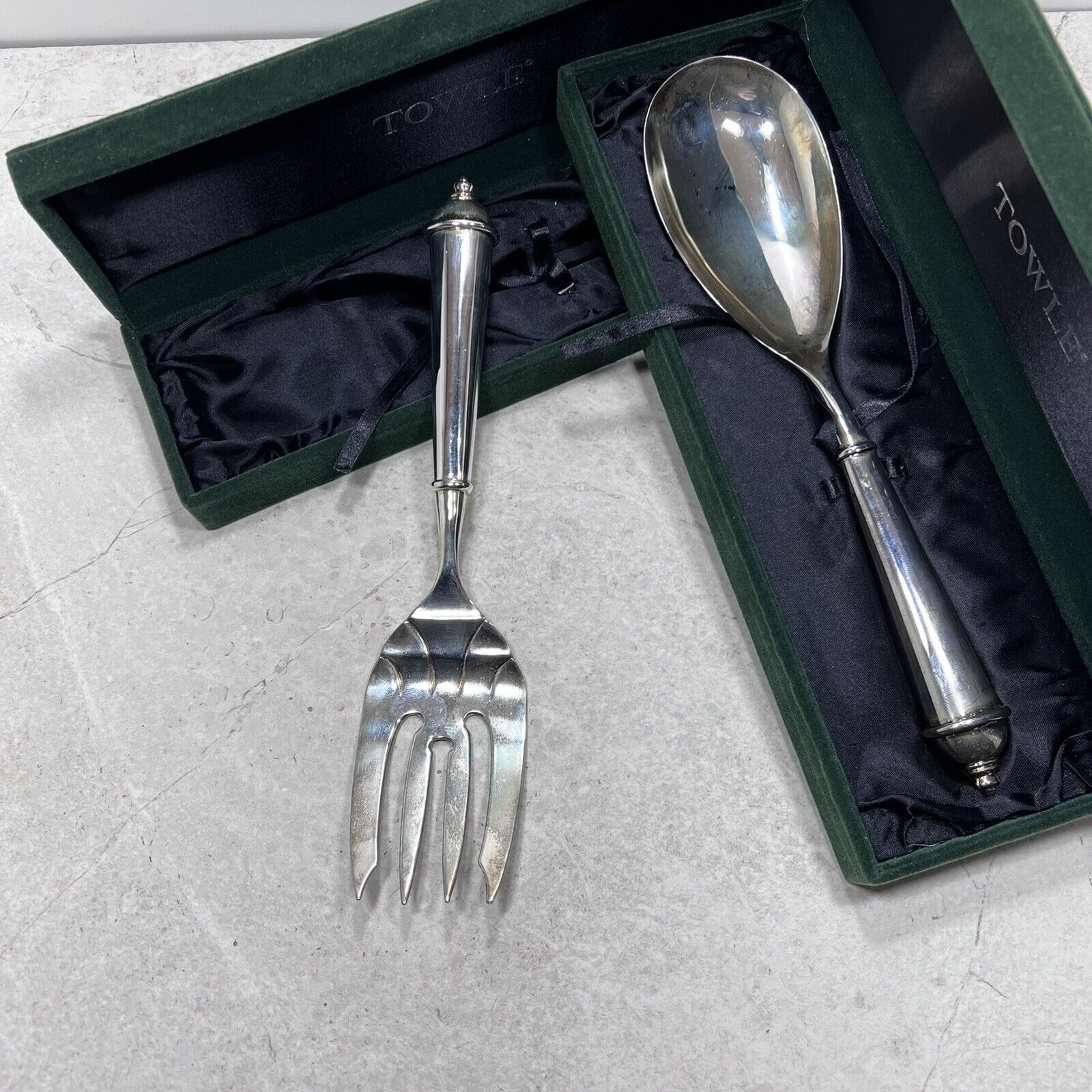 Towle Silver Co. Copenhagen Hallow Handled 2 piece Serving set Silver Plated