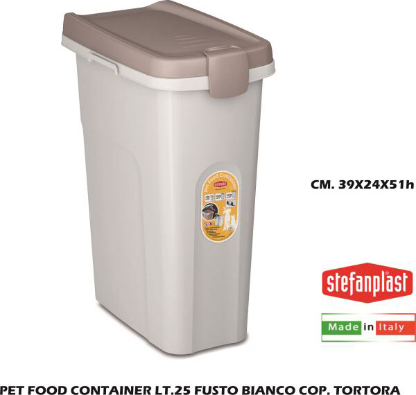 Pet Food con tainer lt 25 Fusto Bianco Cop. Tortora Stefanplast SF98451