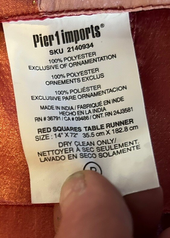 Two Pier 1 Imports Table Runners Maroon Pink Red, Orange Striped 14X72