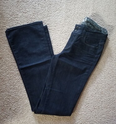 Size 26 PAIGE Hidden Hills Dark Denim Jeans High Rise Bootcut Stretch Inseam 33''