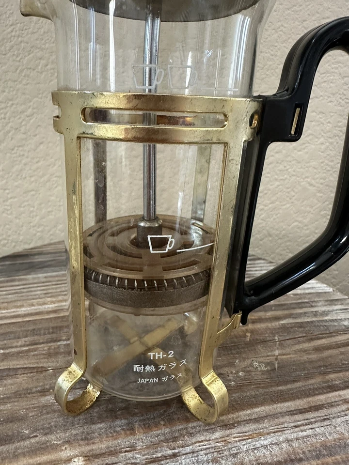 Prensa francesa vintage japonesa Hario café y té TH-2-oro Foto 3 de 4