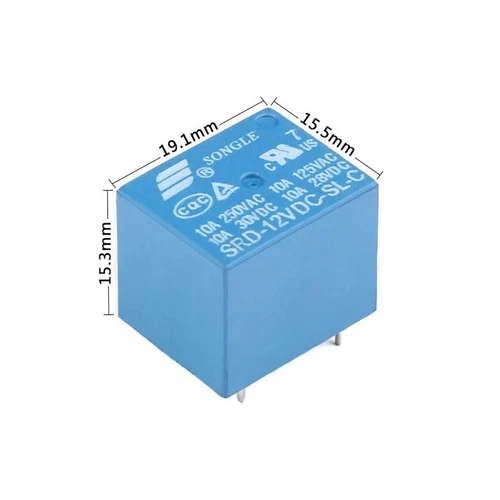 Blau Mini Leistungsrelais SRD-03V/05V/12V/24VDC-SL-A -SL-C 4Pin/5Pin 10A - Picture 3 of 7