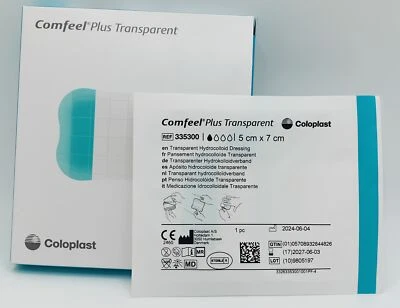 COLOPLAST Comfeel Plus Transparent 5cm x 7cm Hydrocolloid Dressings - Box of 10
