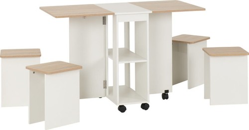 Seymore Stowaway Dining Set Oak Effect and White - Picture 3 of 7