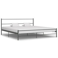 Bettgestell Metall Grau 180X200 Cm Stabiles Doppelbett