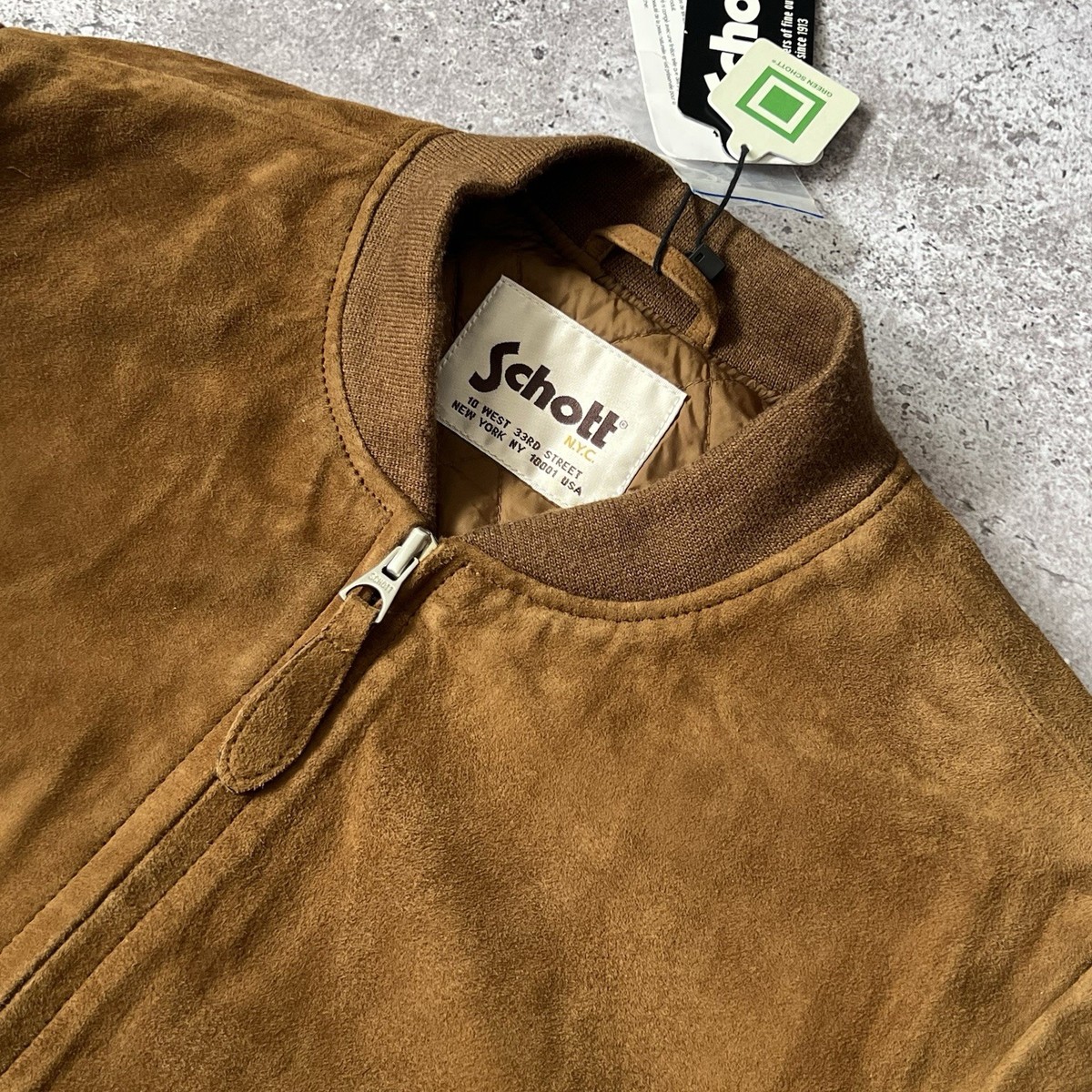 Schott NYC Suede Leather Bomber Jacket Rust Tan Brown - Size L | eBay