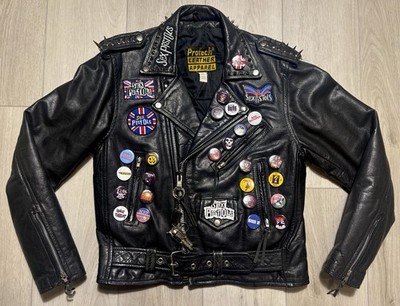 VTG 80s Sex Pistols Punk Rock Leather Jacket Studded Spiked
