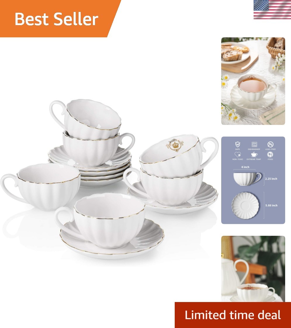 Cup Set With Gold Embellishment - Perfect For Tea Parties & Gifts