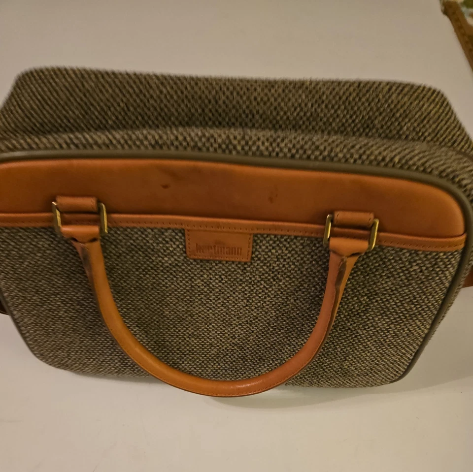 Vintage Hartmann Tweed Leather Duffle Bag Carry-On Weekender 14” USA Made - Image 4 of 4