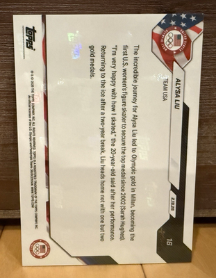 Topps Now Olympics 2026 #16 Alysa Liu USA Gold Medal Free Skate