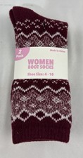 Women's Cozy Boot Socks Thick Warm Maroon Shoe Size 4-10. NWT