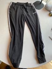 adidas Womens Essentials 3-Stripes Slim Fit Tapered Joggers Black Pants M