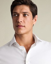 Men's White Non Iron Twill Shirt Slim Fit 16 34 Button Down Dress Shirt Menswear