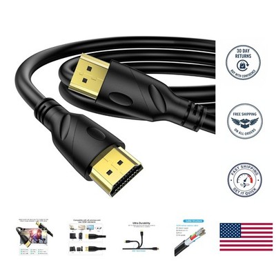 8K/4K HDMI Cable 6.6ft - Fast 48Gbps Data Transfer, Gold Connectors