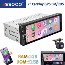 6.86" Wireless CarPlay Android 14 1DIN Car Stereo Bluetooth GPS SAT Head Unit FM