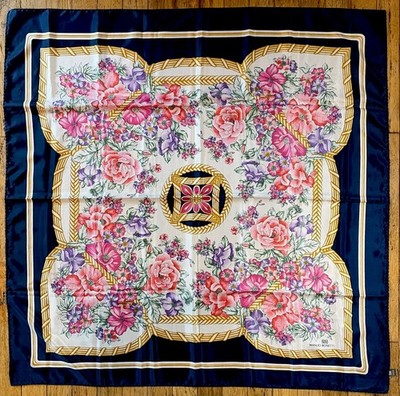Vintage Manlio Bonetti Scarf Made in Italy 34'' x 34'' Floral Polyester