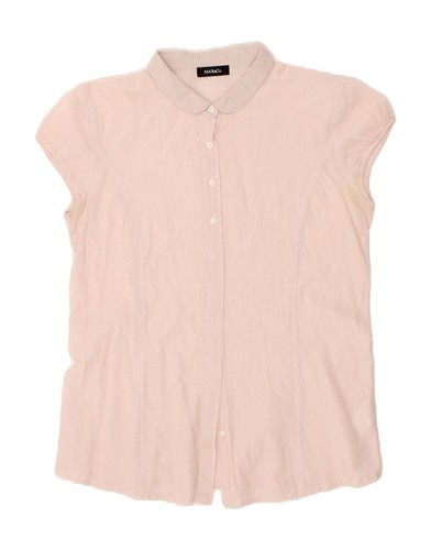 MAX & CO. Womens Short Sleeve Shirt Blouse UK 14 Medium Pink Cotton AD10