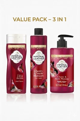 Imperial Leather Cherry & Snow Blossom VALUE PACK 3-in-1 Body Wash Bath Soak Han