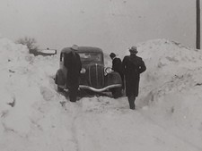 Car Stuck In Deep Snow Hudson Terraplane Packard 1930s Snapshot Photo