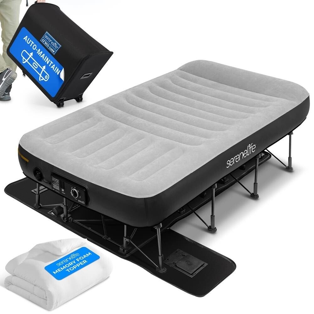 Serenelife EZ Bed - Lux Series Air Mattress with Frame, Inte