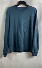 AllSaints Men's Blue Raven Crew Cotton Sweatshirt Ramskull Logo Pullover Sz M