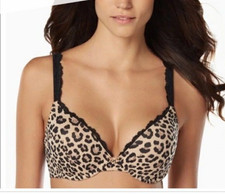 Soma Embraceable smooth lace trim push-up bra leopard 32DD
