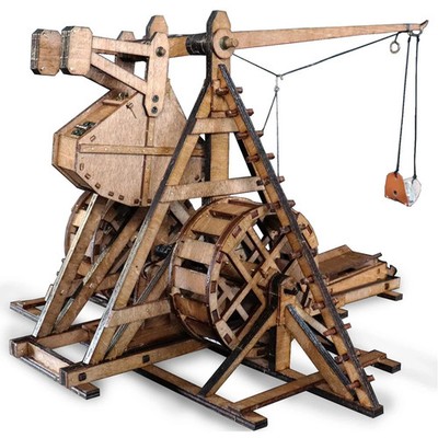 The Mini Counterweight Trebuchet with Wheel Europe Medieval Siege Chariot Cat...