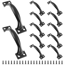 12 PCS Gate Handle Pulls, 5" Pulls in Black, Garage Door Pull Handle with Screws