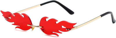 Fire Flame Sunglasses for Women Men Retro Wave Rimless Glasses Vintage Fire Shap