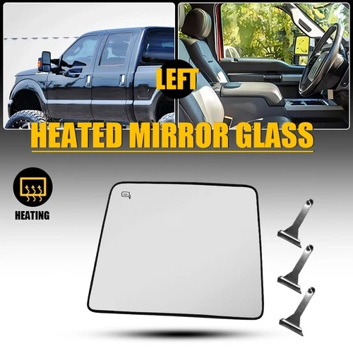 For 08-2016 Super Duty F250 350 450 Tow Mirror Glass Upper Heated Driver Left EC
