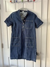 Gap Denim Shirt Dress Blue Short Sleeve Button Front Pockets Size S