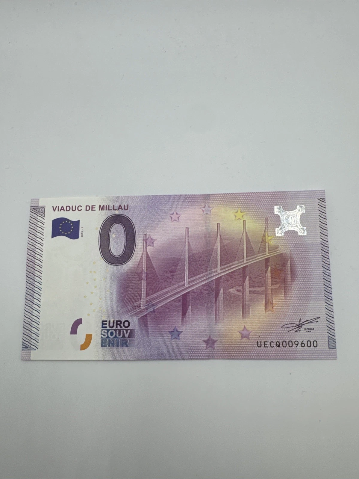 Billet Zéro 0 € Euro Touristique / Souvenir Viaduc de millau 2015-1