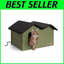 Insulated Outdoor Cat Shelter with Heated Bed