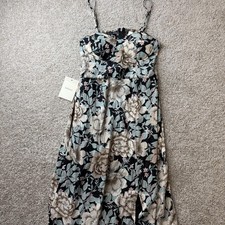 Böhme Dress Womens S Black Floral Sleeveless Sweetheart Lined Maxi Sundress NWT