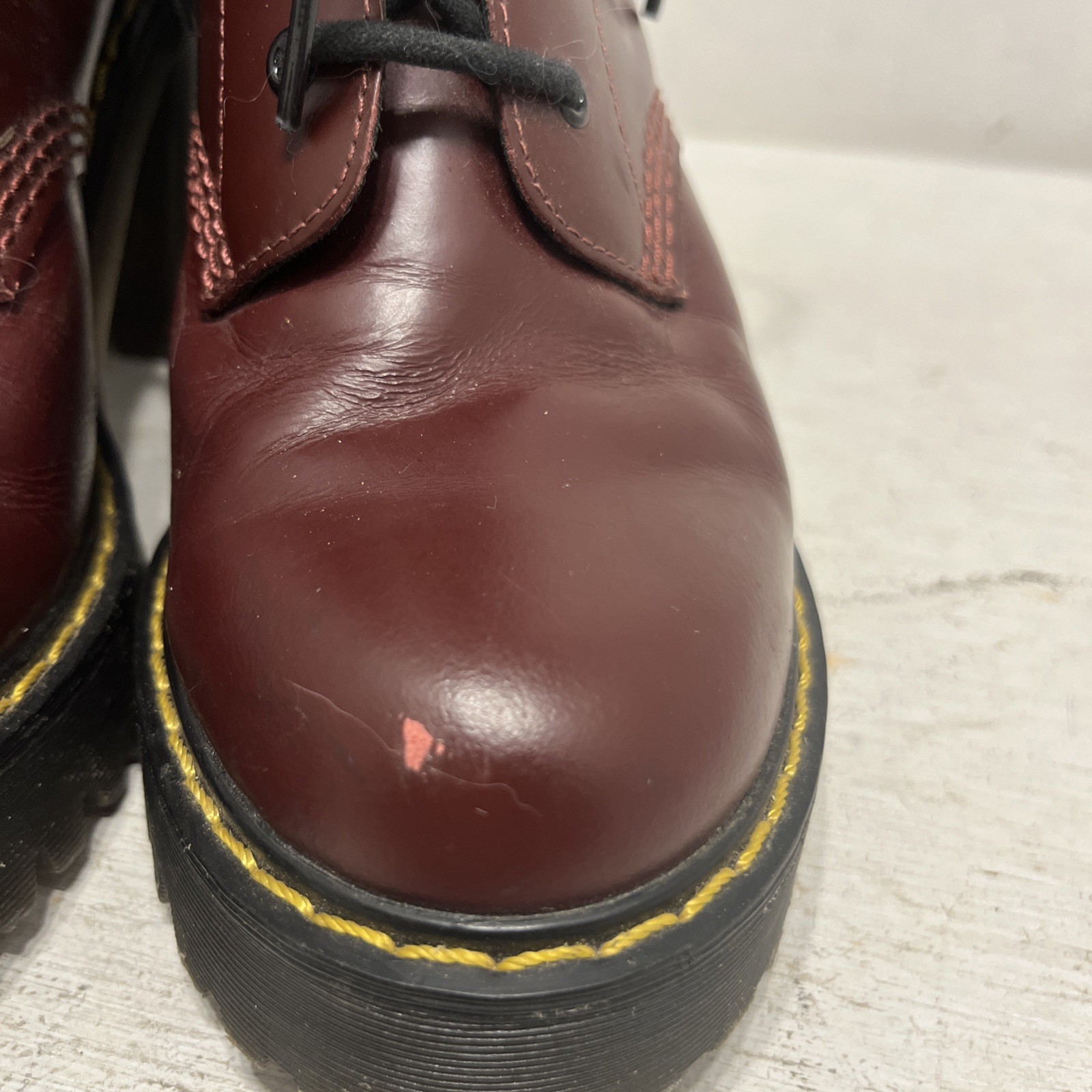 Dr. Doc Martens Persephone Cherry Burgundy Platform High Heel Boots Womens Sz 6 thumbnail 3