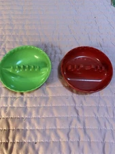 Vintage Melamine Ashtrays 5" Green and Red GES-Line and Anholt Qty (2)