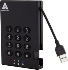 APRICORN 2TB Aegis Padlock Portable Hard Drive USB 3.0 Model A25-3PL256-2000