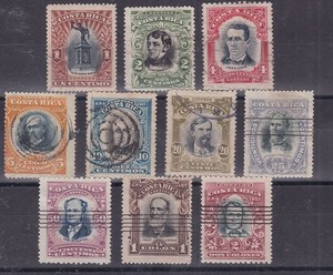 COSTA R ICA^^^^^1907  sc#59-68  RARER   used  CLASSIC  set$260.00@ xxrum 762cost