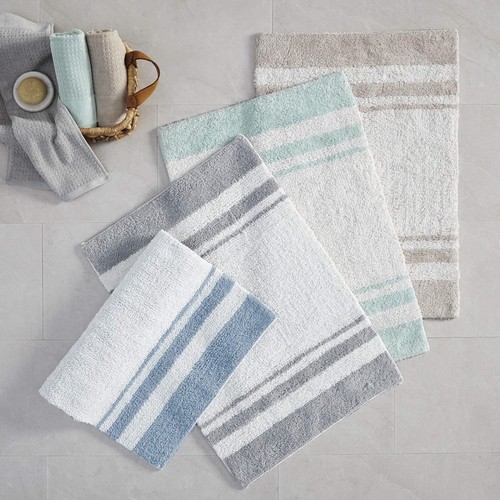Madison Park - Spa Reversible Cotton Bath Rug - Grey - 20x30", - Picture 7 of 8