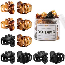 10 pcs Hair Clips Small 1.57 in Octopus Claw Clips Medium Jaw A-Black Brown