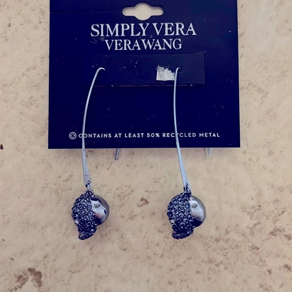 Pendientes Simply Vera Vera Wong Calavera Roscada Estrás Azul Foto 2 de 4